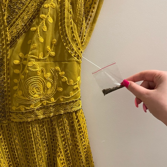 NWT Free People Yellow Beaded And Embroidered Dress - Picture 10 of 10